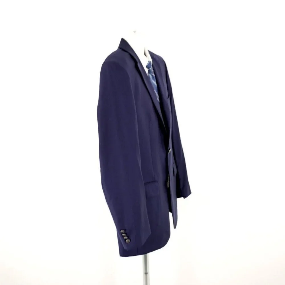Jos A Bank Traveler's Tailored Fit Wool 2 Button Blue Blazer / Suit Jacket‎ 40R